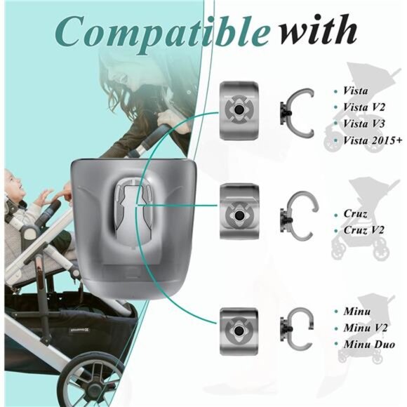 Stroller Cup Holder Fits Vista Cruz Minu Snap On Drink Holder Baby Bottle Access - Picture 2 of 7